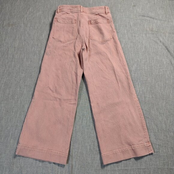 Faherty Harbor Jeans Womens Size 29 High Rise Wide Leg Ankle Rose Clay Pink - Picture 7 of 12